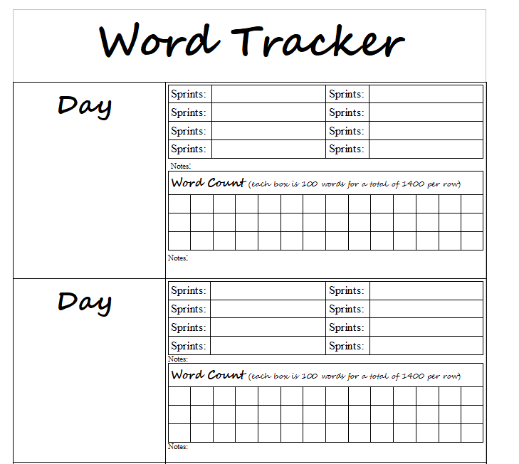 Free Printable Word Tracker