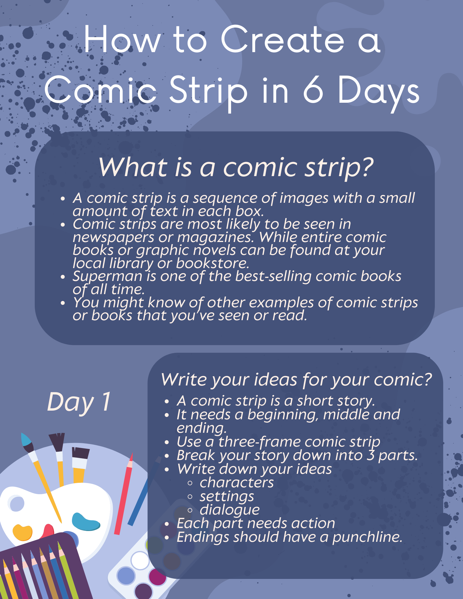 How To Draw A Commic In 6 Days.