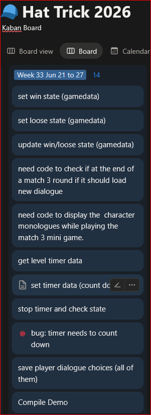 Tasks Assigned HatTrick Week 33