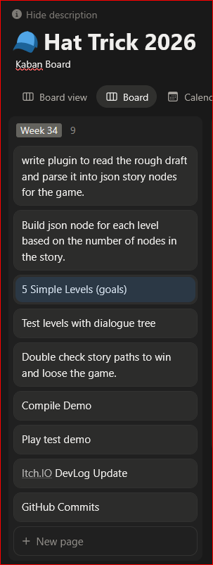Tasks Assigned HatTrick Week 34