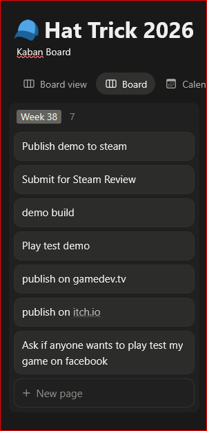 Tasks Assigned HatTrick Week 38