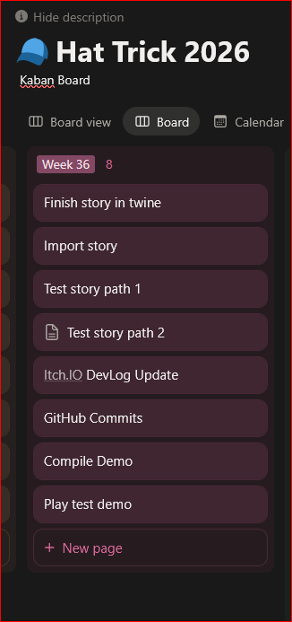 Tasks Assigned HatTrick Week 36