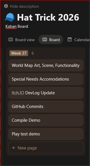 Tasks Assigned HatTrick Week 37
